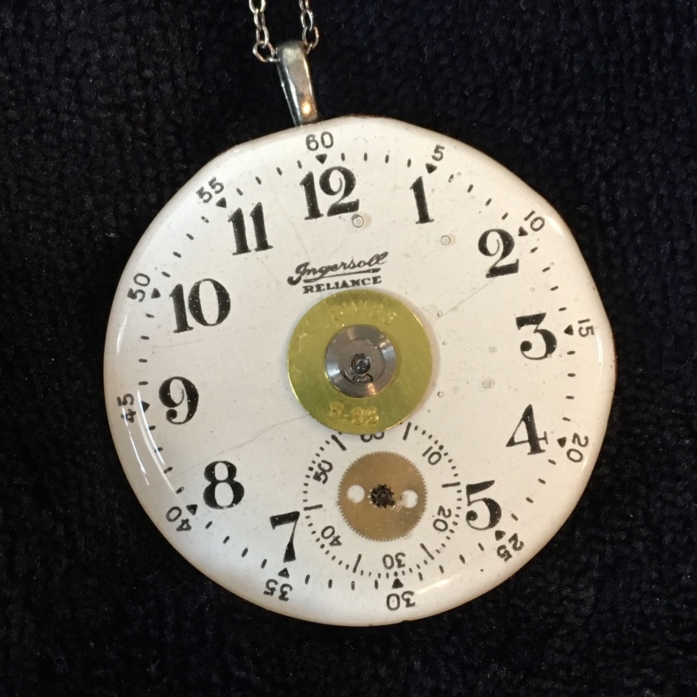 Vintage pocket watch face necklace